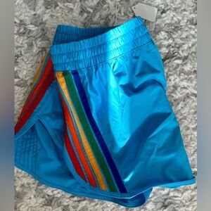 ‼️RARE‼️🎸AVIATOR NATION🎸🔥NWT🔥WOMEN'S 5 STRIPE FLEX BOARD SHORTS in Neon Blue— M